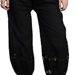 rangyaatra Women's Black Cotton Afghani Salwar with Embroidery & Elastic Hem | Ethnic Bottom Wear |-picture-47