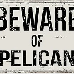 Deerts 436VS Beware of Pelican 8” x 12” Vintage Aluminum Retro Metal Sign-picture-36
