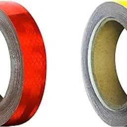 Crewbolt Reflective Tape 1 Inch | Car Reflector Stickers for Trucks, Cars, Premium | Reflective Sticker for Safety and Warning (Red and Yellow) (10 Meters)-image-5