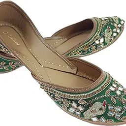 fulkari Women's Spring Genuine Soft Leather Embroidered Jutis | Bite and Pinch Free Jutti | Punjabi Formal Juttis | Girl's Wedding Flat Ladies Mojari | Formal Ethnic Juti |-picture-29