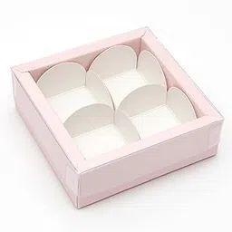 mudrit Chocolate Gift Boxes with 4 Cavity for Truffles, Mithai, Ladoo, Brownies, Pack of 20, Size 4 x 4 x 1.25 inches (Pink)-picture-38