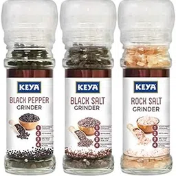 KEYA Premium Combo – Black Pepper Grinder (50g), Black Salt Grinder (100g), and Rock Salt Grinder (100g) – Convenient Twist-Top Grinders for Easy Seasoning, Cooking & Garnishing | Perfect for Every Kitchen-image-64