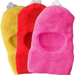 Baby-Boys Wool Baby Monkey Cap Pack of 03 (Yellow,Red and Light Pink, 6-12 Months)-picture-25