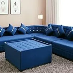 SUNLM Modular Velvet Sectional Sofa Set with Ottoman – Deep Blue & Gold Accent, L-Shaped, 7-Seater-image-11