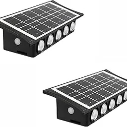 Futurkart Solar LED Wall Light – Dual White & Warm Light, Up & Down Beam Design, IP65 Waterproof Outdoor Lamp for Home, Patio & Balcony (Pack of 2) image 1