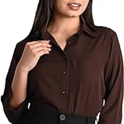 gm sara Women's Polyester Stylish Regular Fit Button Down Plain Solid Formal Casual Shirts for Women Office Wear-picture-68