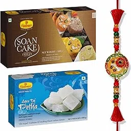 Haldiram's Nagpur Soan Cake (Multi Flavour) (400 gms) Agra Taj Petha350g With Premium Rakhi-image-13