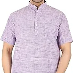 aanchlik gramin Men's Cotton Regular Solid Short Kurta - Casual Wear,42 Purple-picture-10