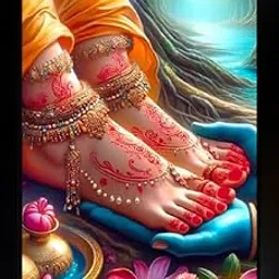 CrowdHall Radha Rani Charan Kamal Photo Frame | Radha Rani Charan Paduka Wall Painting For Home Decoration And Gifting (10 x 13.5 inch)-picture-25