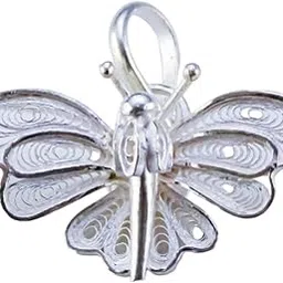 schwaan Pure Silver Filigree Butterfly Pendant for Women & Girls (3.3cm x 3cm)-picture-44