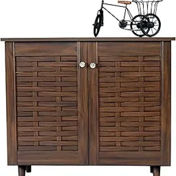 DeckUp Bei 2-Door Engineered Wood Shoe Rack with Wooden Legs (Walnut, Matte Finish)-picture-11