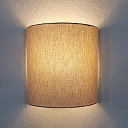 Mufasa Wall Mounted Lamp Lights Half Shade Bedside Fabric Lampshade Sconces- with Holder and Bulb (Beige)-picture-19