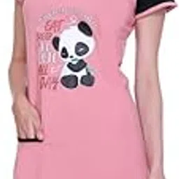 white moon Long Night T Shirts for Women Knee Length, Knee Length Nighty for Women with Pocket, Cotton Printed Single Piece Night Dress (Pack of 1)-picture-24