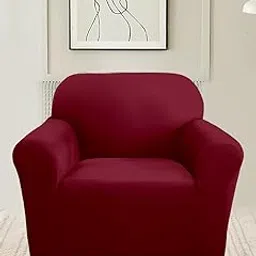 Amazon Brand - Solimo Polyester Spandex Stretchable Sofa Slipcover (1 Seater, Maroon)-picture-35