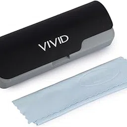 vivid Vision Unisex Adult Lightweight Eyewear Specs Case Cover | Free With Cleaning Cloth | Protect Eye Glasses | Plastic | Spectacles | Cases | AP - 441_BLACK - L. GREY with Cloth-picture-22