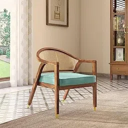 Urban Ladder Hayworth Lounge Chair Finish-Teak Dusty Turquoise Velvet-picture-54