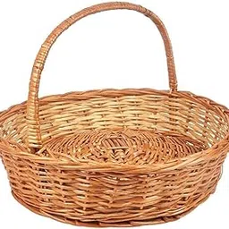 B PLUS A TRADERS Round Cane Fruit Basket with Handle (Medium Size, 2pc, Brown) - 8x25x9inch-picture-11