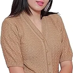 Women's Hosiery Woolen Solid Half Sleeve Sweater Blouse-picture-13