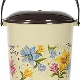 Kuber Industries Multiuses Floral Print Plastic Dustbin For Home, Kitchen, Office, Bathroom With Swing Lid 10 Litre (Cream) 52KM3970-picture-14