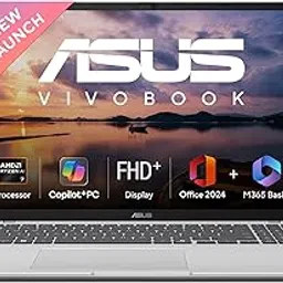 ASUS Vivobook 16, AMD Ryzen AI 7 350, AI PC(AMD Radeon iGPU/16GB RAM/512GB SSD/FHD+/16"/60Hz/Backlit Keyboard/42Whr/Windows 11/M365 Basic (1Year)*/Office Home 2024/Cool Silver/1.88 Kg) M1607KA-MB134WS image 1