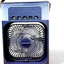 Mini Portable Air Cooler Fan with 7-Colour LED, 3-Speed Settings, Timer, 60° Adjustment, Humidifier Function, Black-picture-25