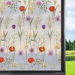Colormate Vinyl Frosted Window Privacy Film - Decorative Floral Sticker Wallpaper for Glass Door, Bathroom, Home. (Floral, 12x36 Inch)-picture-11