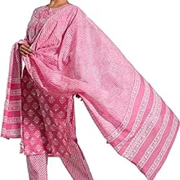 mirchi fashion Women's Straight Fit Cotton Kurta Trouser with Dupatta Set-picture-57