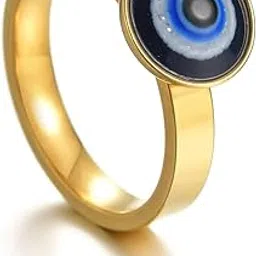 el regalo 1 PC Evil Eye Titanium Steel Finger Ring- Anti Tarnish/Waterproof Stainless Steel Evil Eye Ring for Men, Women, Girls, Boys (Gold, 17)-picture-54