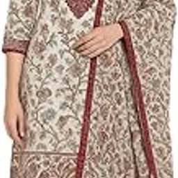 ladies Pure Cotton Embroidered 3-Piece Suit Set, Floral Print Dupatta, Unstitched Dress Material, Maroon-picture-14