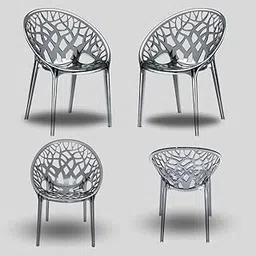 Oaknest Neelkamal Crystal Polycarbonate Plastic Chair, Weather-Resistant Chair for Home and Outdoor Use (Colour : Dark Grey, Count : 4)-image-6