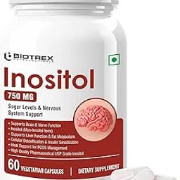Biotrex Nutraceuticals Myo Inositol 750mg, Pcos, Brain & Nerve Health, 99% High Purity Grade Inositol, Fat Metabolism - 60 Vegetarian Capsules-picture-12