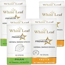 White Leaf Natural Herbal Cigarettes Paan, Frutta Flavour (40 Sticks) 100% Tobacco-Free and Nicotine-Free With Ayurvedic Herbs Clove, Tulsi, and More | Free From Additives and Chemicals-picture-29