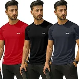 Drifit Men Activewear Solid Half Sleeve Roun Neck T-Shirt (Pack of 3)-image-4
