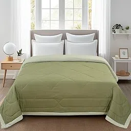 HomewayTex Clara Double Bed Cotton Reversible Comforter Size :- 235x235 CMS, Colour :- Olive Green-image-3