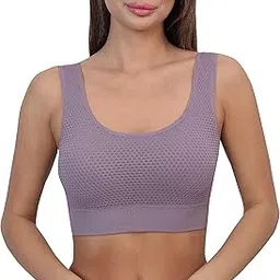 glamoras Women Nylon Spandex Padded Non Wired Full Coverage Sports Bra, Free Size-picture-21