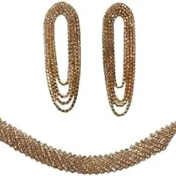 guru ji articals Silver Rhinestone Jewellery Set with Adjustable Necklace and Earrings for Women-picture-16