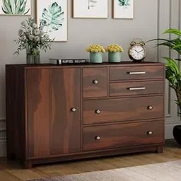 ISHIKA FURNITURE Solid Sheesham Wood Wooden Chest of Drawers with 4 Drawer Storage | Multipurpose Storage Cabinet Rack for Bedroom Home Living Room (Design 8, Walnut Finish)-picture-15