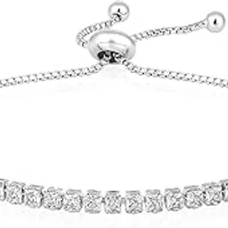peora Silver Plated Cubic Zirconia Studded Adjustable Fancy Tennis Bracelet Contemporary Jewellery for Women Girls Valentines Gift for Her-picture-49