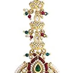 kushal's Fashion Jewellery Ruby-Green Victorian Polished Copper Kundan Tikka, Best for Bridesmaids, festive season & Special Occasion - 445075-picture-27