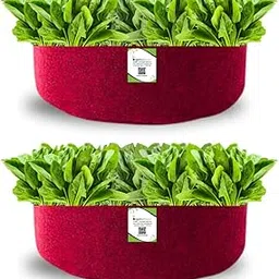 ORGANIC BAZAR Geo 24x9 Leafy Grow Bag for Terrace Garden, Premium Geo Fabric 450 GSM Maroon Plant Bags (Pack of 2)-picture-22