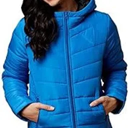 kotty Blue Solid Nylon Women Winter Padded Jacket-picture-36