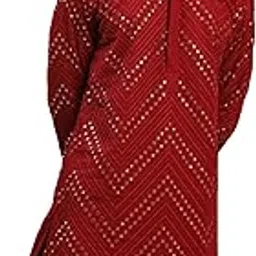Men's Georgette Kurta Pyjama Set | Mirror Work Maroon Georgette Kurta for Men. | Timeless Elegance for Festivals & Events | Classic Design, Premium Comfort, and Versatile Style-image-54