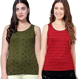 diaz Women's Super Combed Cotton Fabric Slim Fit Printed Tank Top(Pack of 2)-picture-47