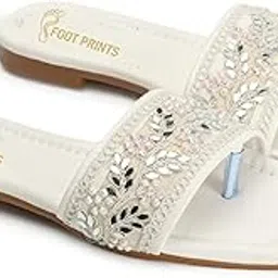 Women's Casual, Embroidered Stone Attached Upper Slides Flat Sandals for Ladies-picture-28