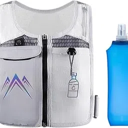 Hydration Vest Rucksack Adjustable Outdoor Sports Bag for Hiking Men Grey with Bottle-picture-44