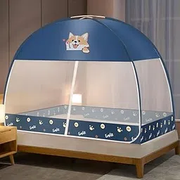 HASTHIP® Pop-Up Mosquito Net Tent for Bed, Cartoon Design, Fine Mesh Breathable Foldable Mosquito Net with Dust-Proof Roof, Dual Side Zipper Doors, Easy Setup, Fit for Home & Outdoor Use, 6.6 x 7.2ft-picture-25