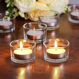 Mahganya Set of 6 Tealight Candle Holders - Christmas Decorations Items for Home D�cor Living Room Bedroom - Christmas and Diwali Gifts Multi Color (Clear)-picture-11