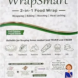 WrapSmart 2-in-1 Pre-Cut Sheets | Aluminium Foil Plus Butter Paper | Foil Paper for Kitchen | Food Wrap | Fresh Food | Moisture Balancing | Heat Locking | Sheet Size: 9.5"x11.5" - 50 Sheets-picture-53