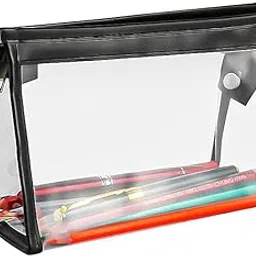INOVERA (LABEL) PVC Transparent Pen Pencil Case Clear Marker Pouch, Multi-Purpose Stationary Organizer For School College Students Gift For Adults Teen (Black)-image-32