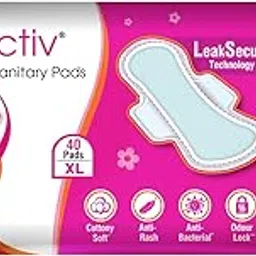 I activ Ultra Thin Sanitary Pads for Women XL | 40 Pads | Anti-Rash Anti-Bacterial Cottony Soft Sanitary Napkins | No Nasties | Upto 12 Hours Heavy Flow Leak Protection | Soft Hydrophobic Wings-image-2